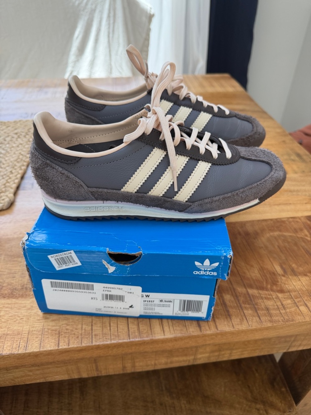 adidas brown and Cream Retro Runner Sneakers